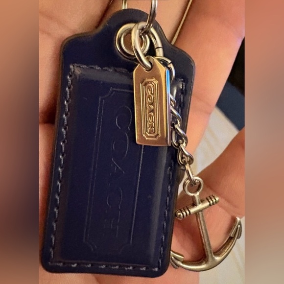 Accessories - NOT FOR SALE Coach Navy/Metal bag tag with added fashion Anchor Charm and clasp